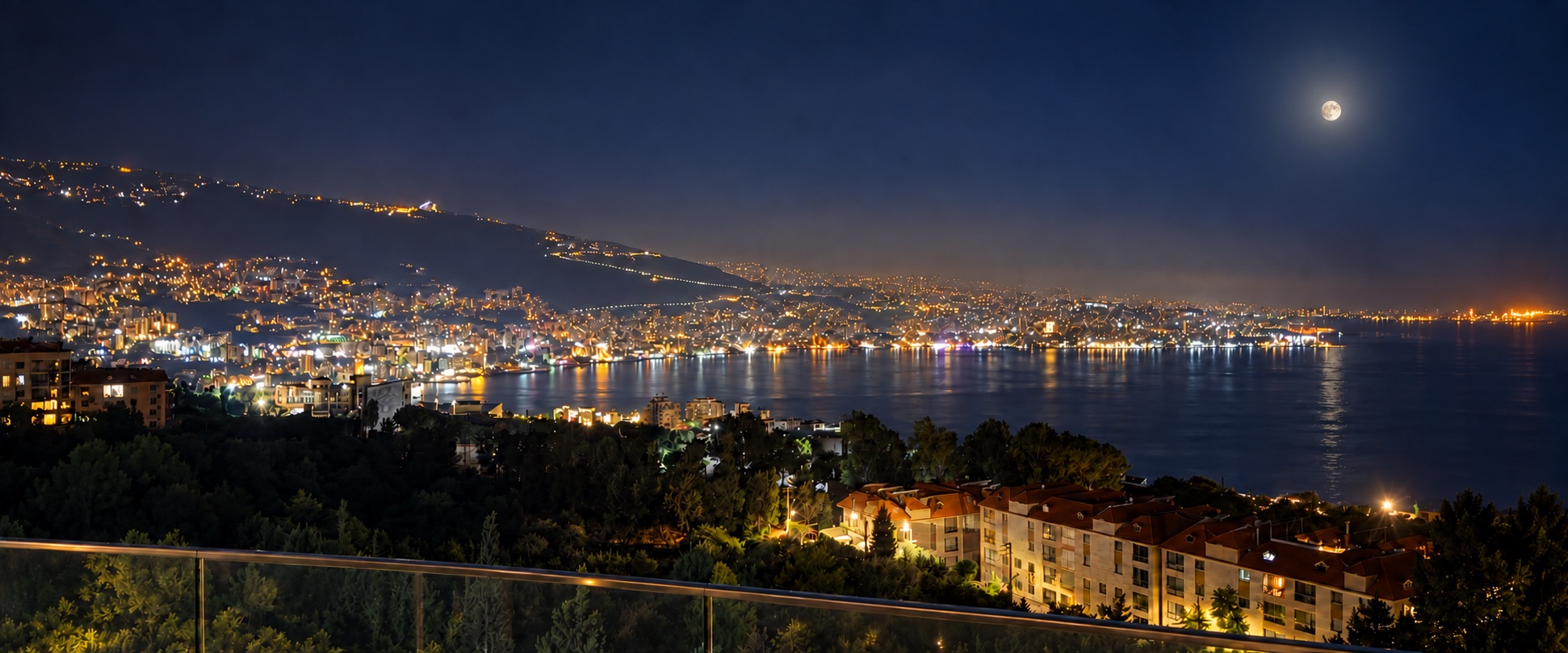 Jounieh Bay illuminated at night